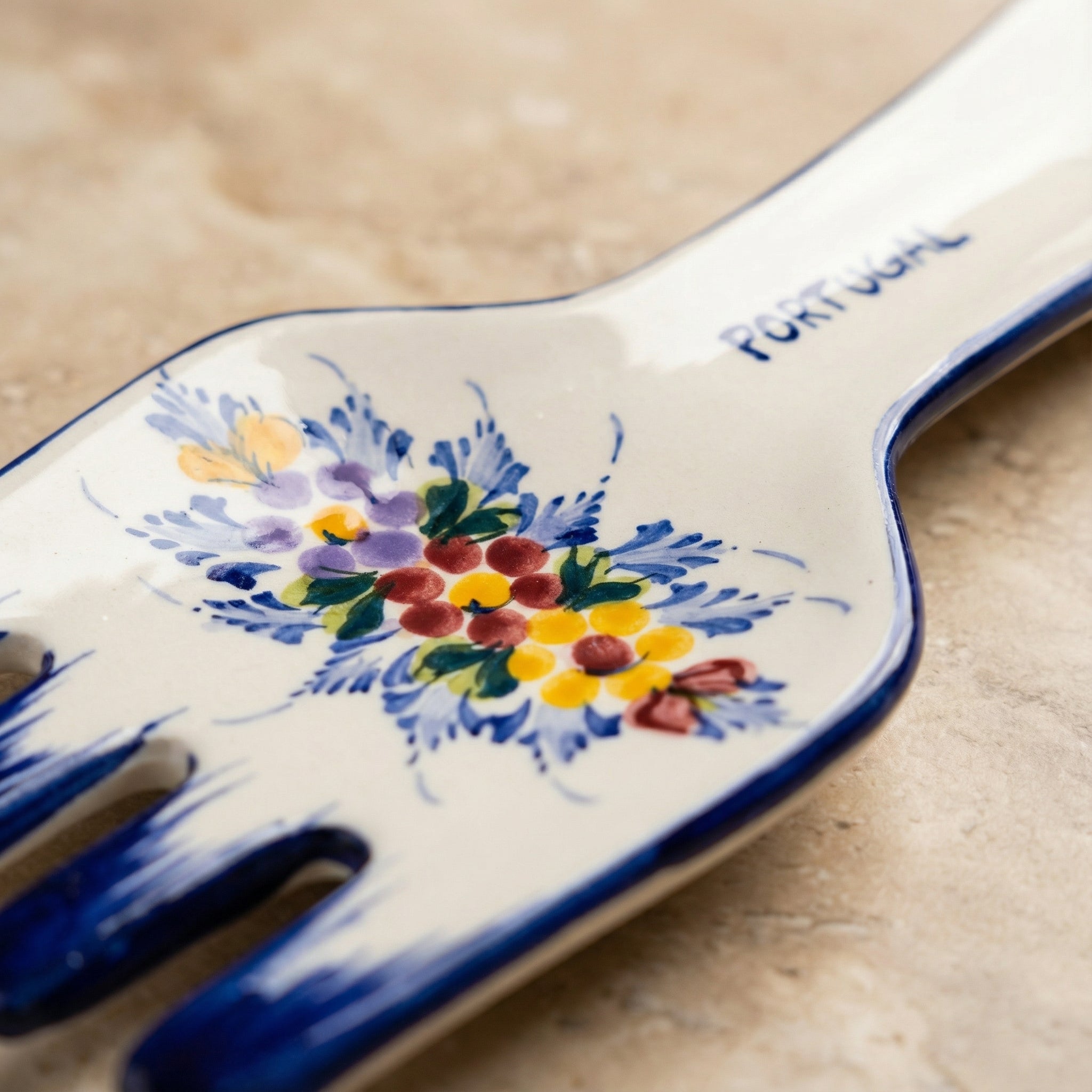 Spoon Rest Fork Shape Portugal Flower