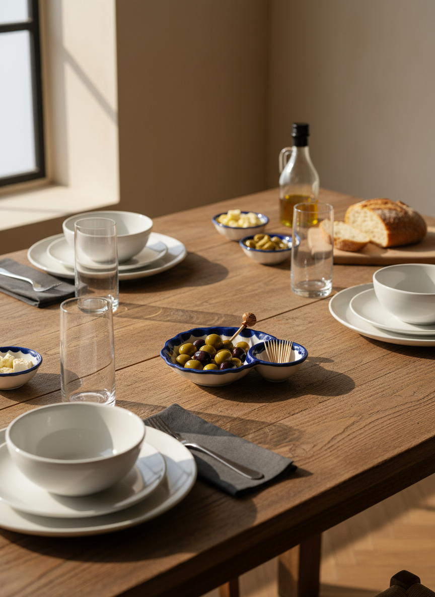 Olive Dish 2 Section Portugal Flower