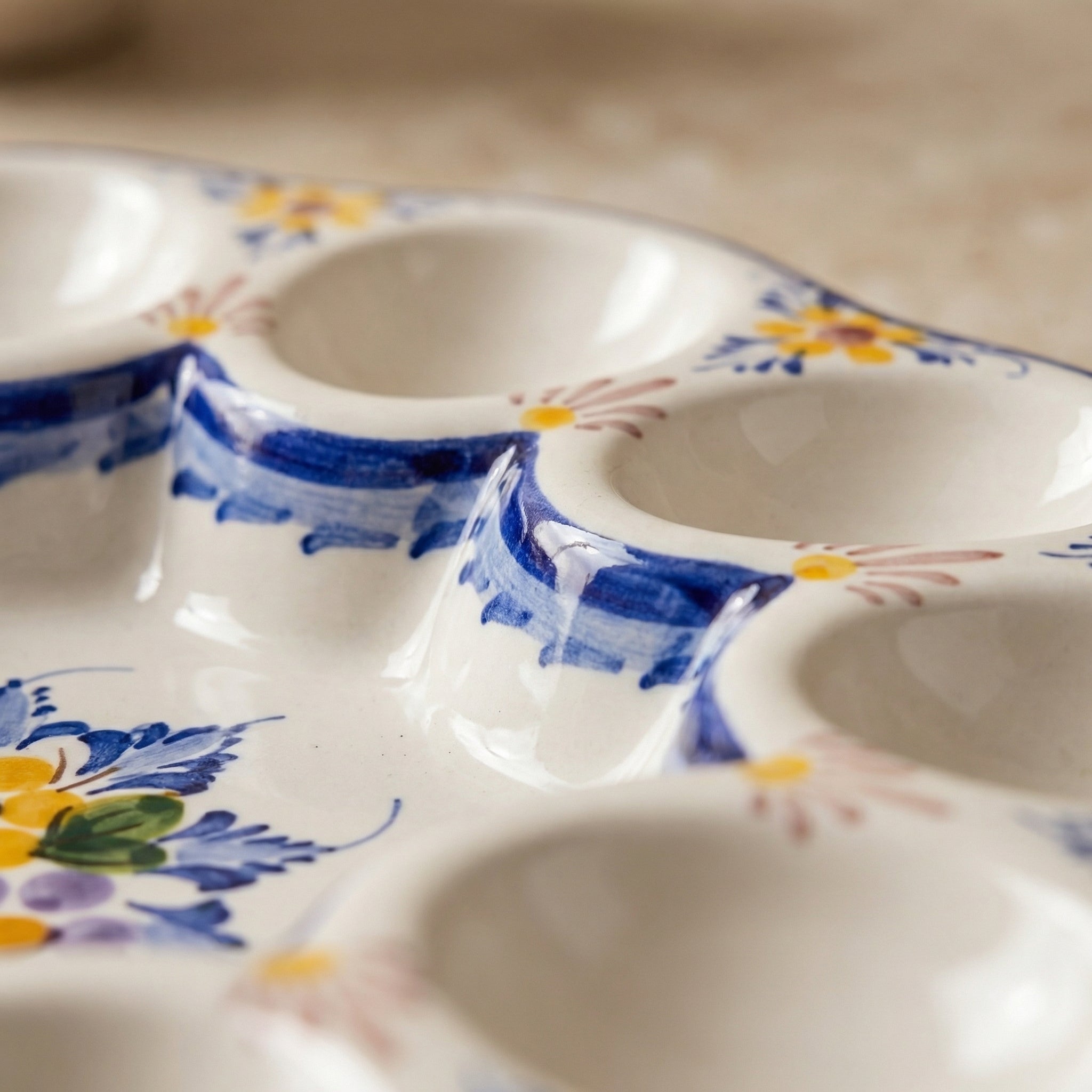 Egg Plate 12 Section Portugal Flower