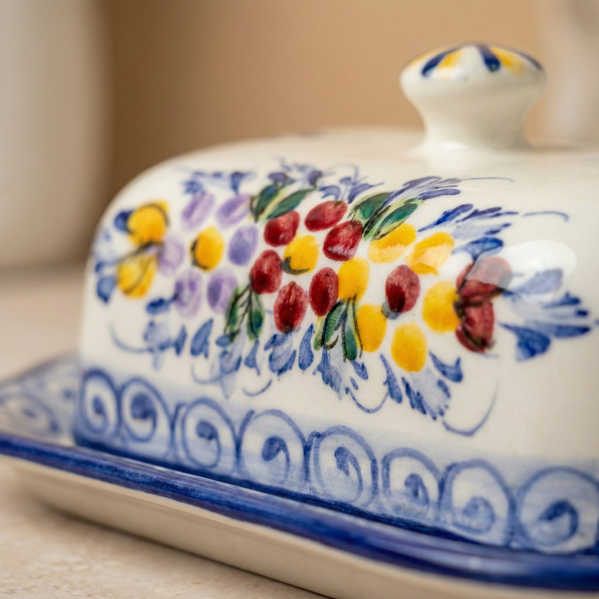 Butter Dish with Lid Portugal Flower