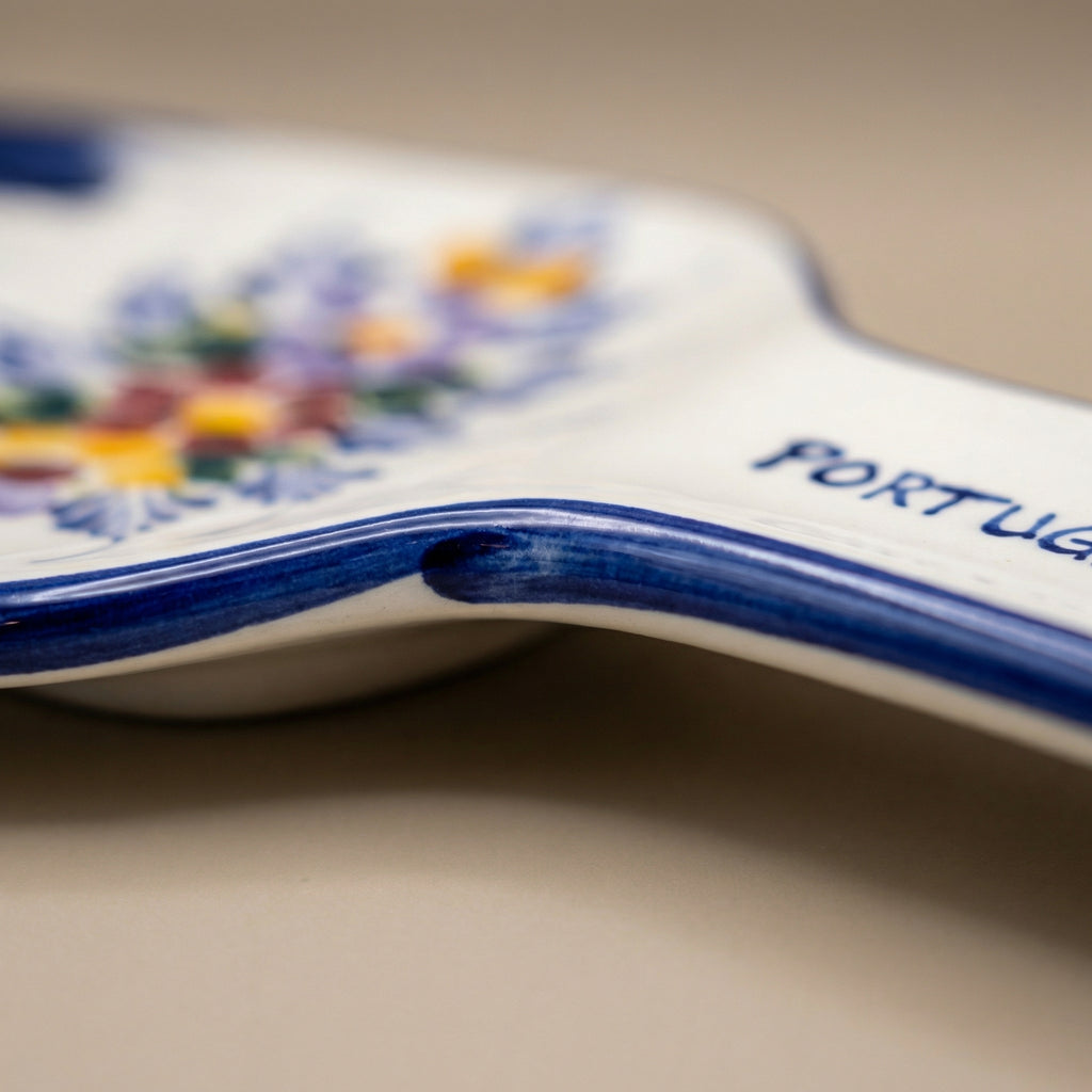 Repose-cuillère en forme de fourchette, motif floral du Portugal