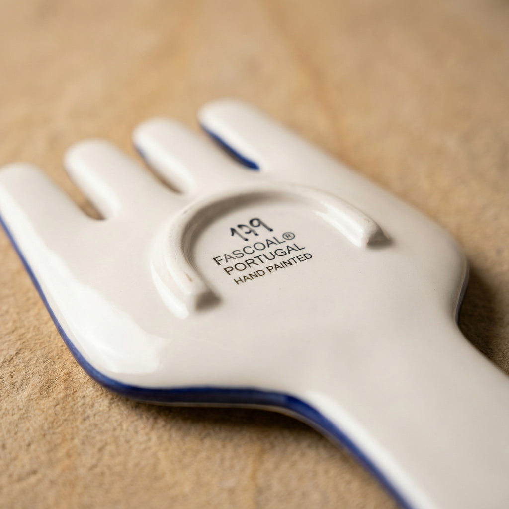 Repose-cuillère en forme de fourchette, motif floral du Portugal