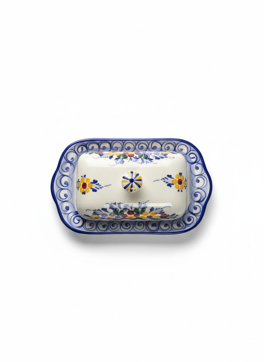 Butter Dish with Lid Portugal Flower