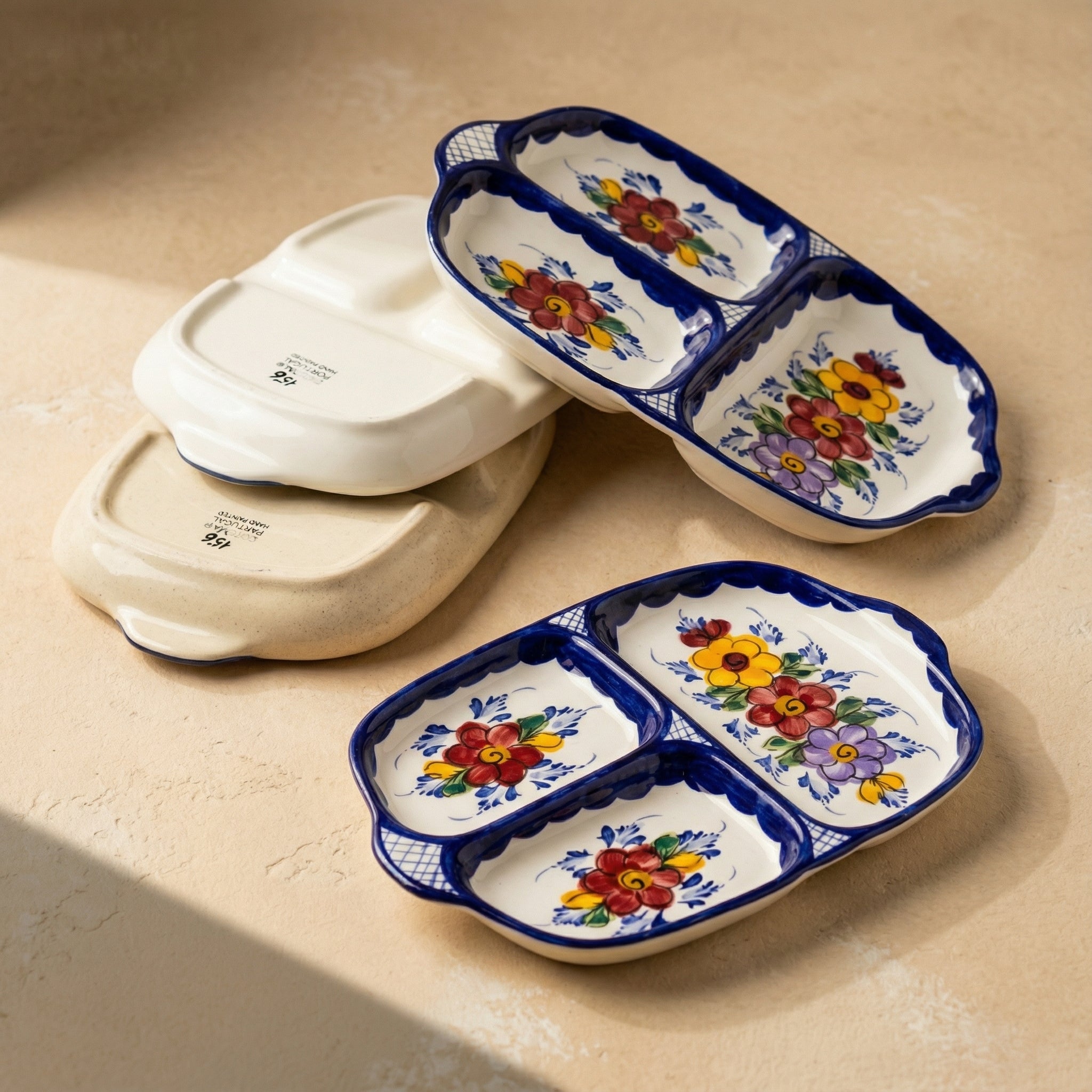 Tapas Tray 3 Section Portugal Flower