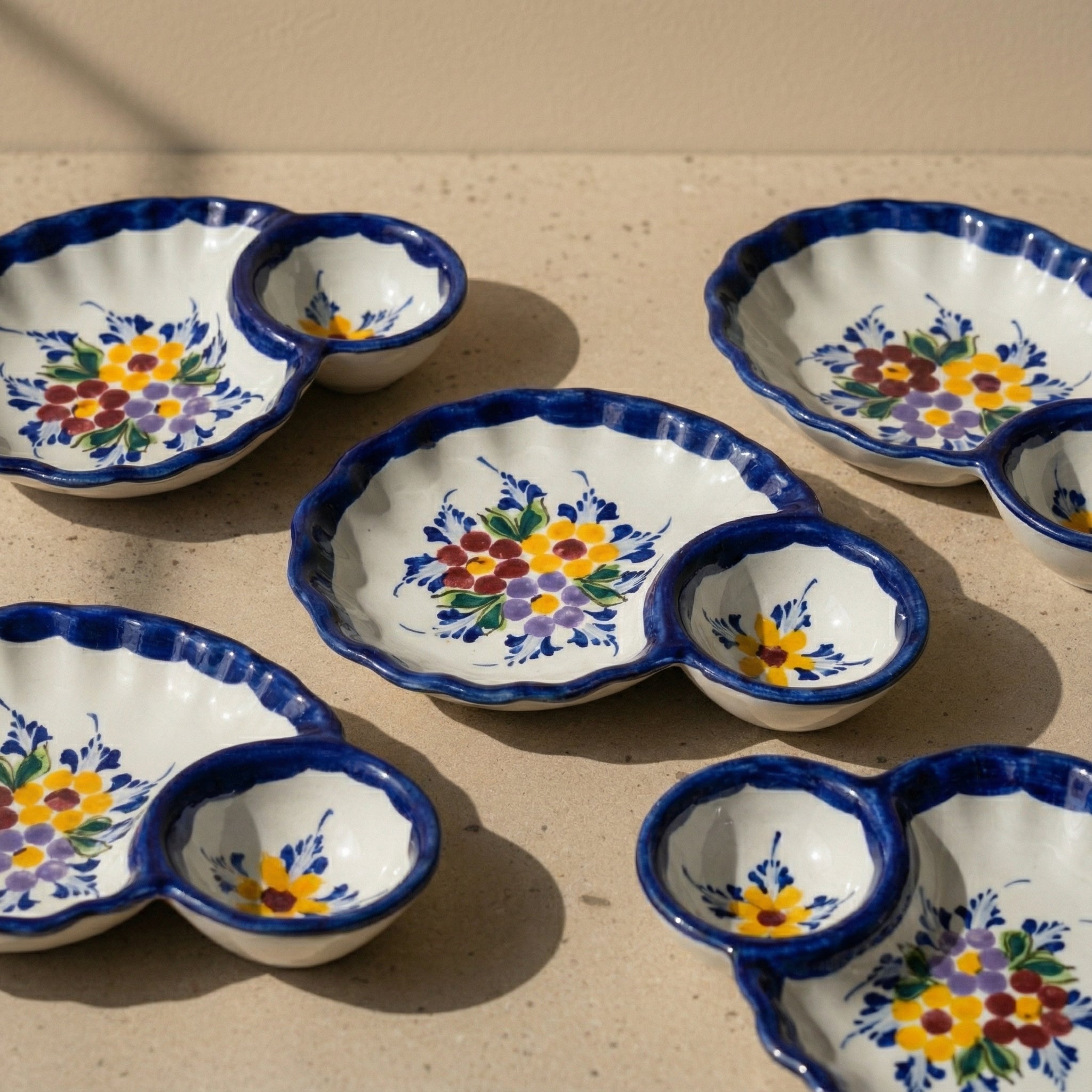 Olive Dish 2 Section Portugal Flower