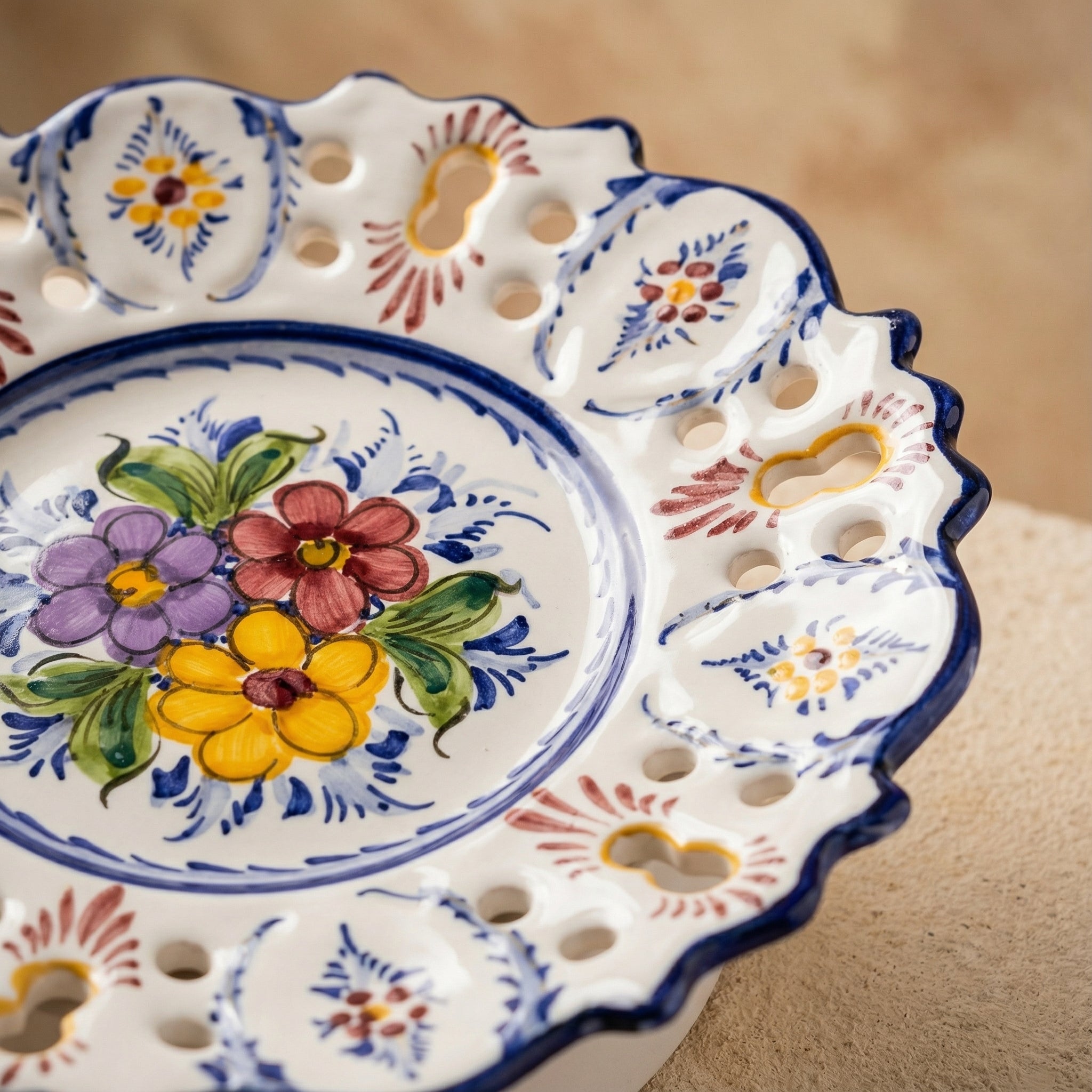 Assiette murale décorative Portugal Fleur 25 cm