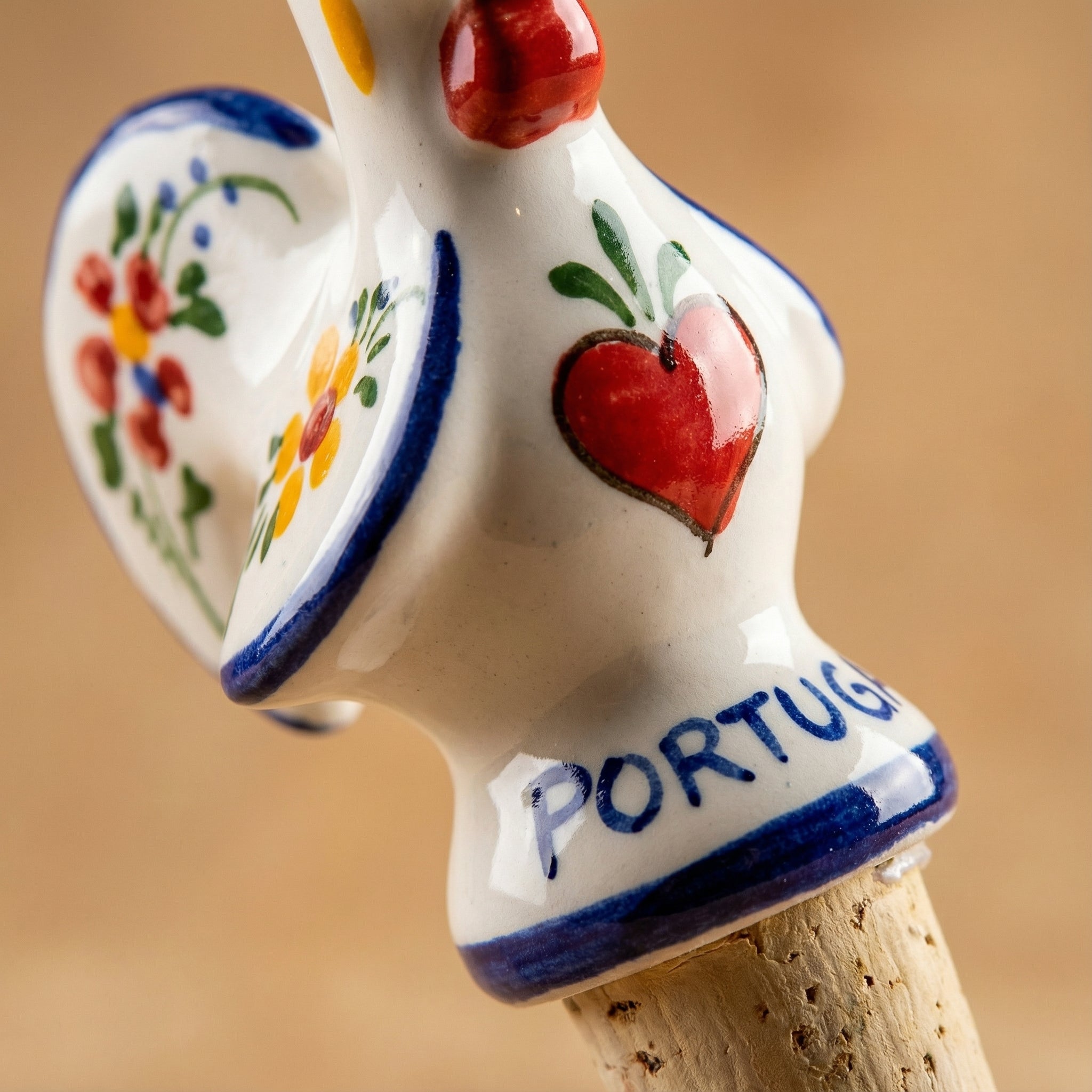 Barcelos Rooster Wine Stopper Portugal Flower