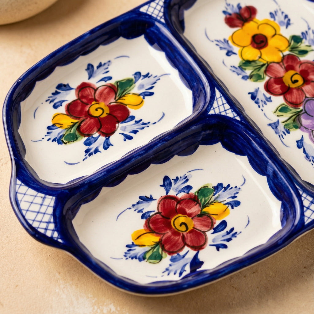 Plateau à tapas 3 sections Portugal Flower