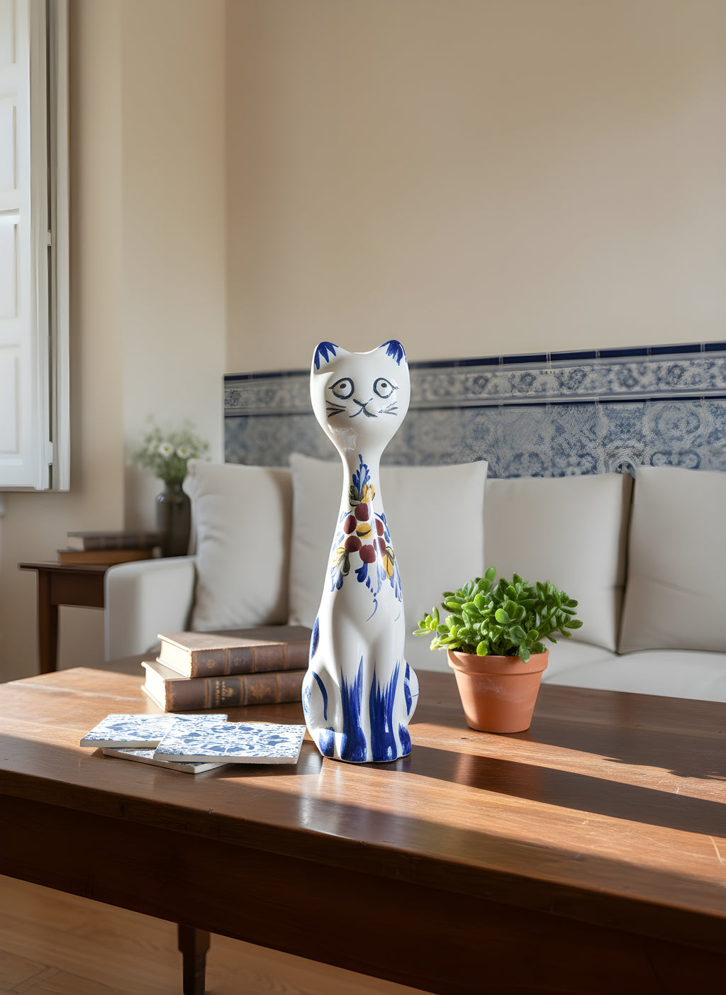 Figurine de chat Portugal Fleur 