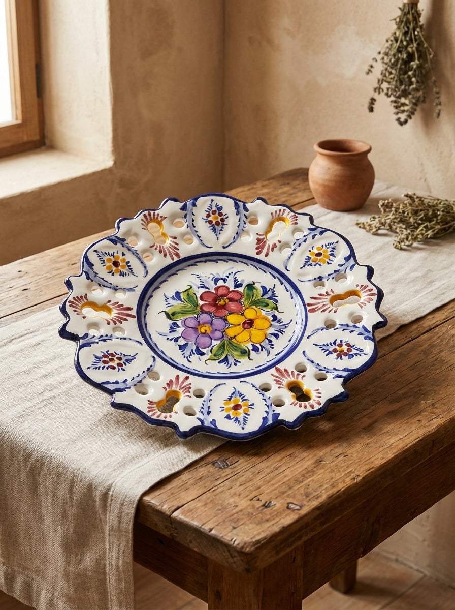Assiette murale décorative Portugal Fleur 25 cm