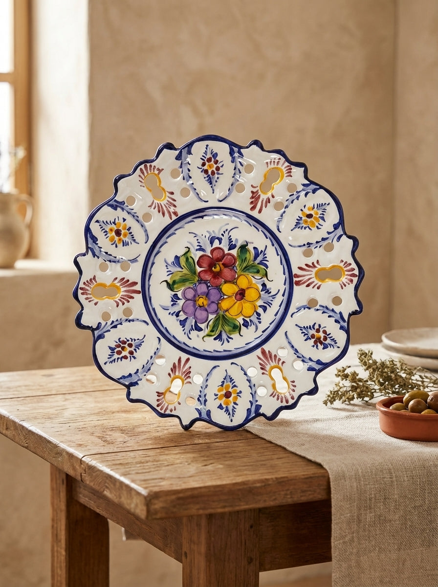 Assiette murale décorative Portugal Fleur 25 cm