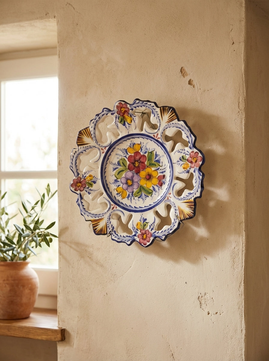 Assiette murale décorative Portugal Fleur 32 cm