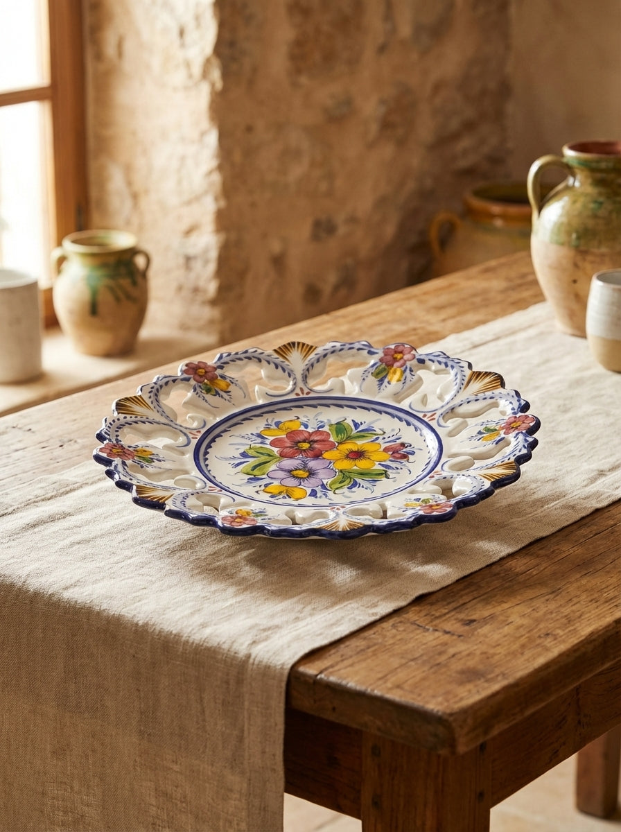 Assiette murale décorative Portugal Fleur 32 cm