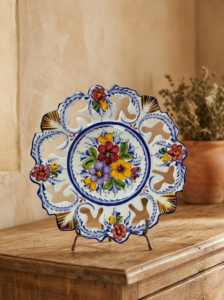Assiette murale décorative Portugal Fleur 32 cm