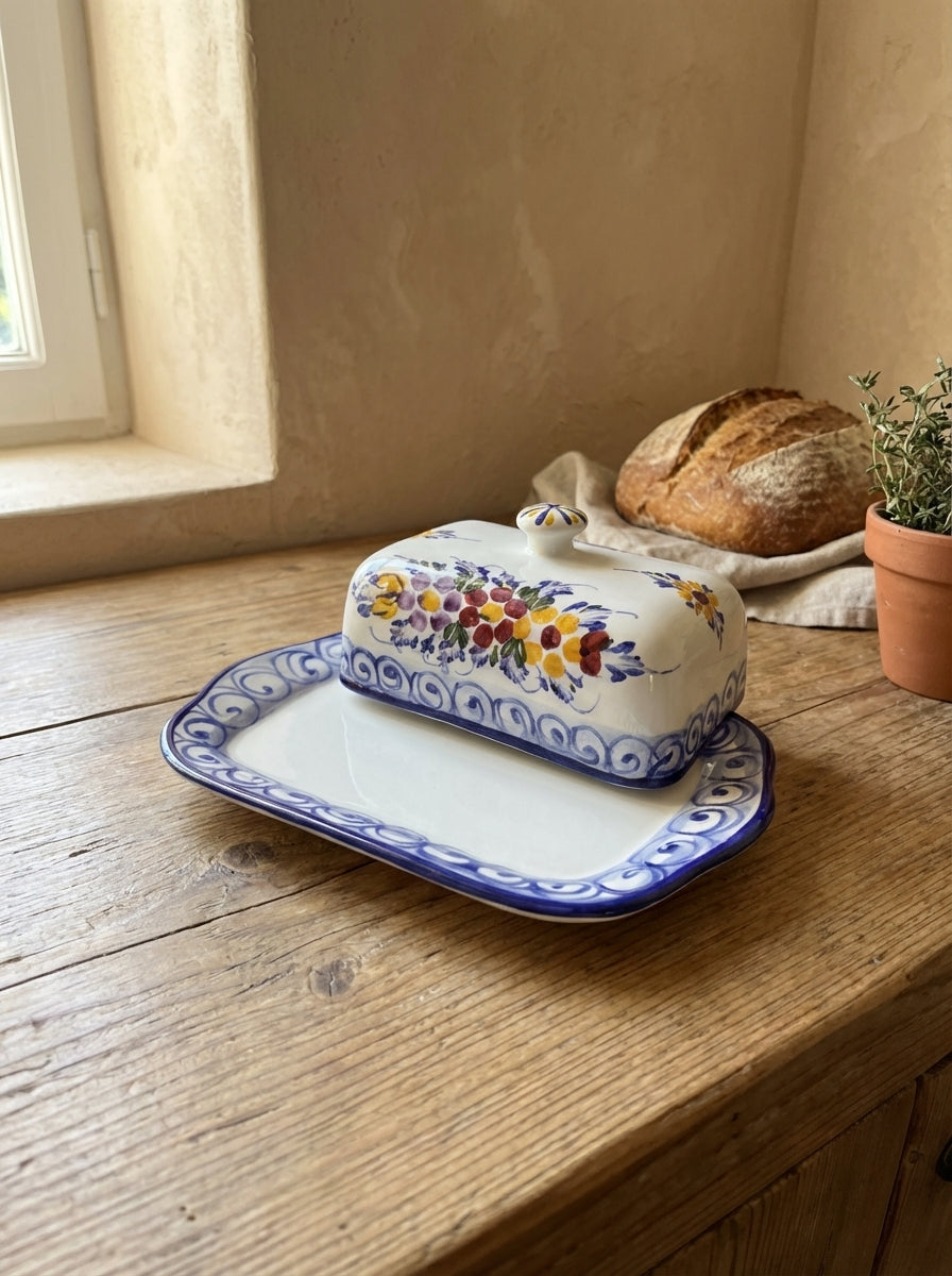 Butter Dish with Lid Portugal Flower