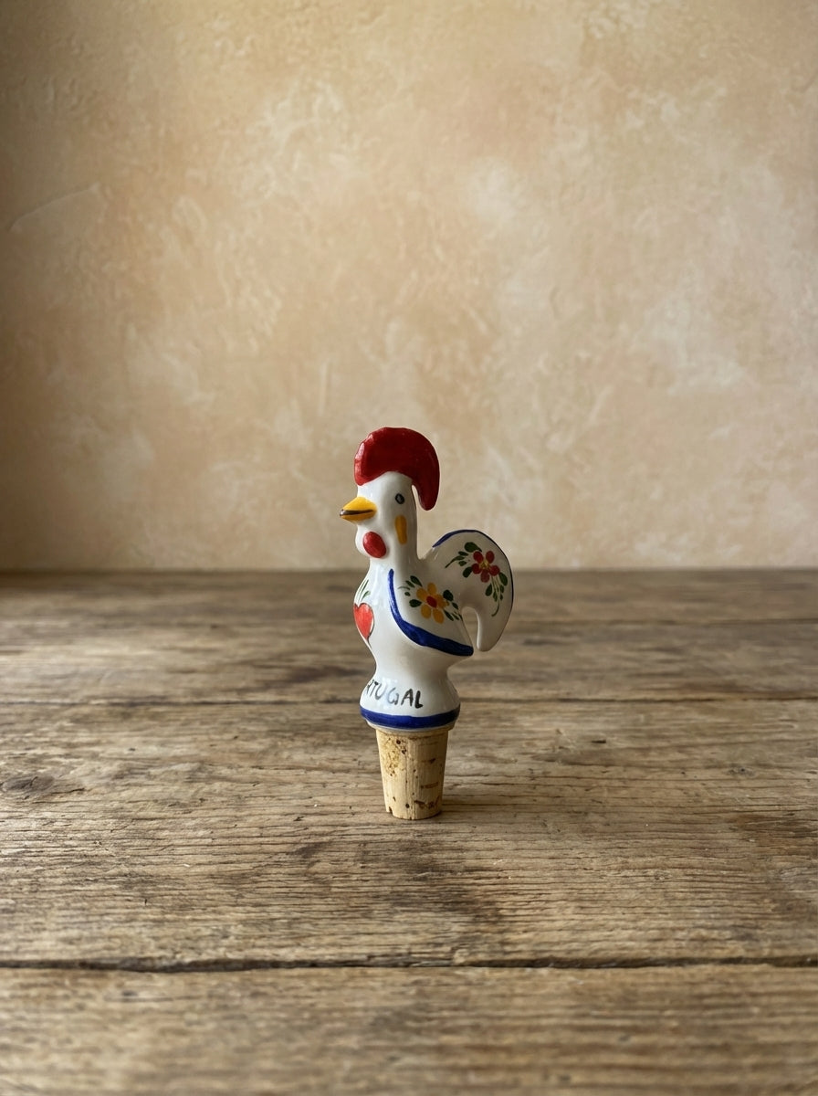 Barcelos Rooster Wine Stopper Portugal Flower