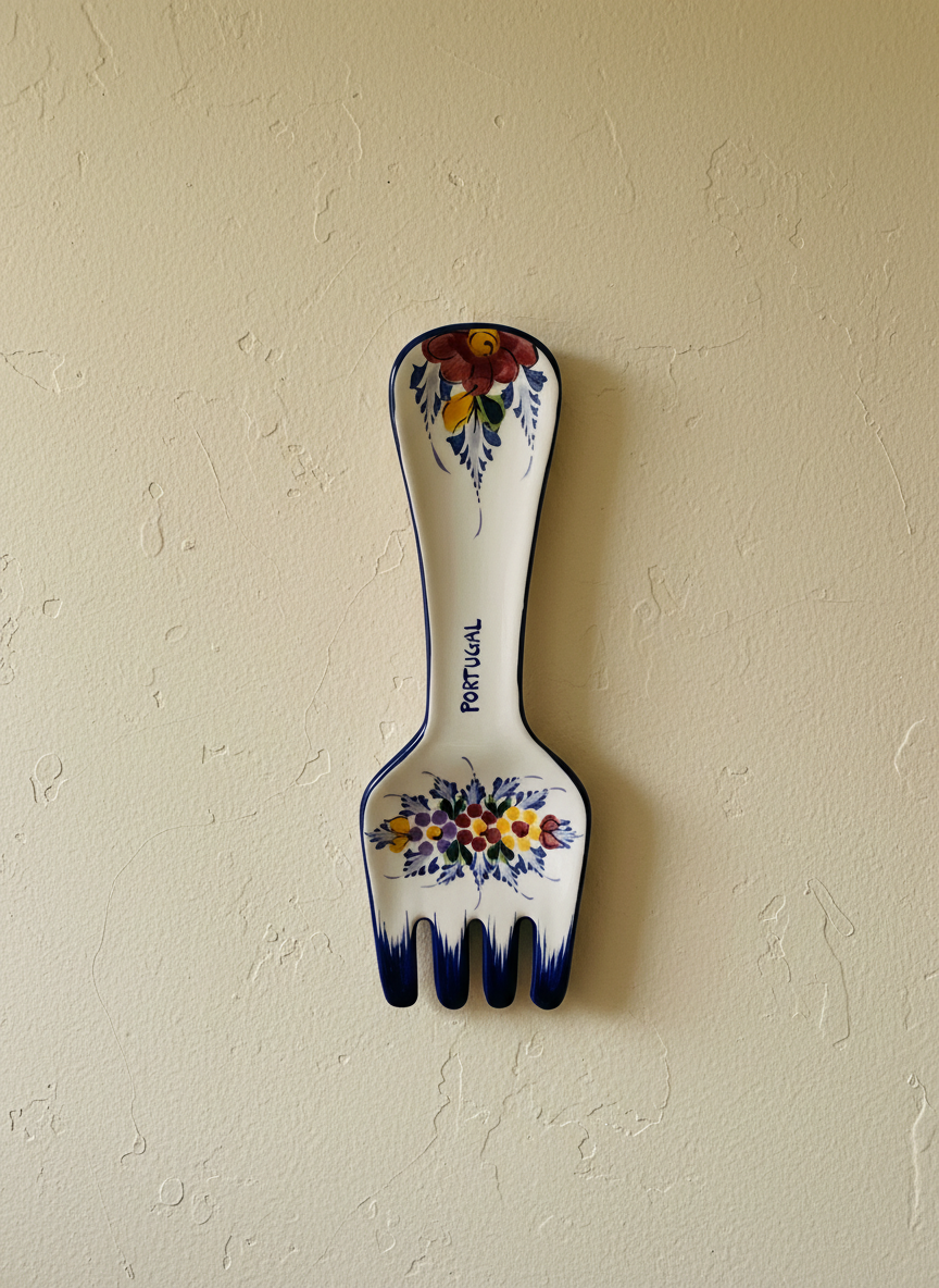 Spoon Rest Fork Shape Portugal Flower