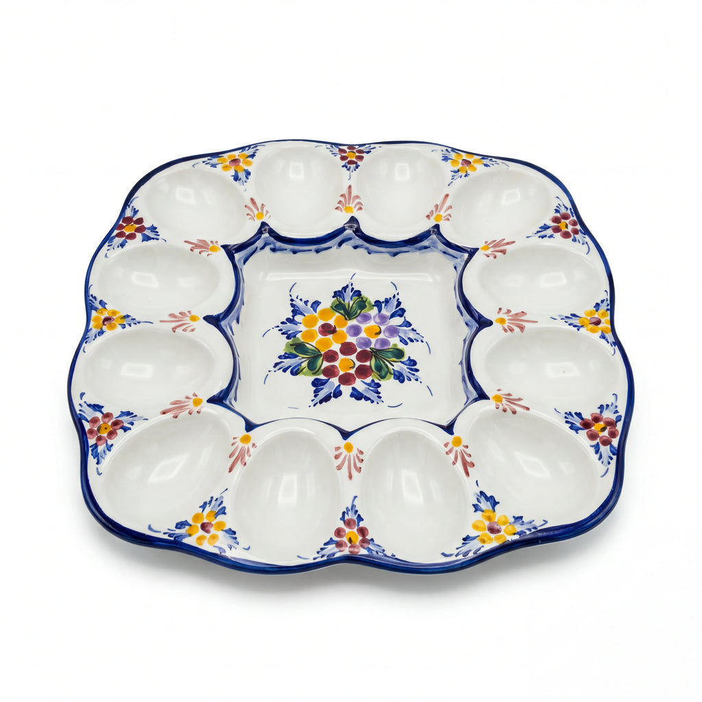 Egg Plate 12 Section Portugal Flower