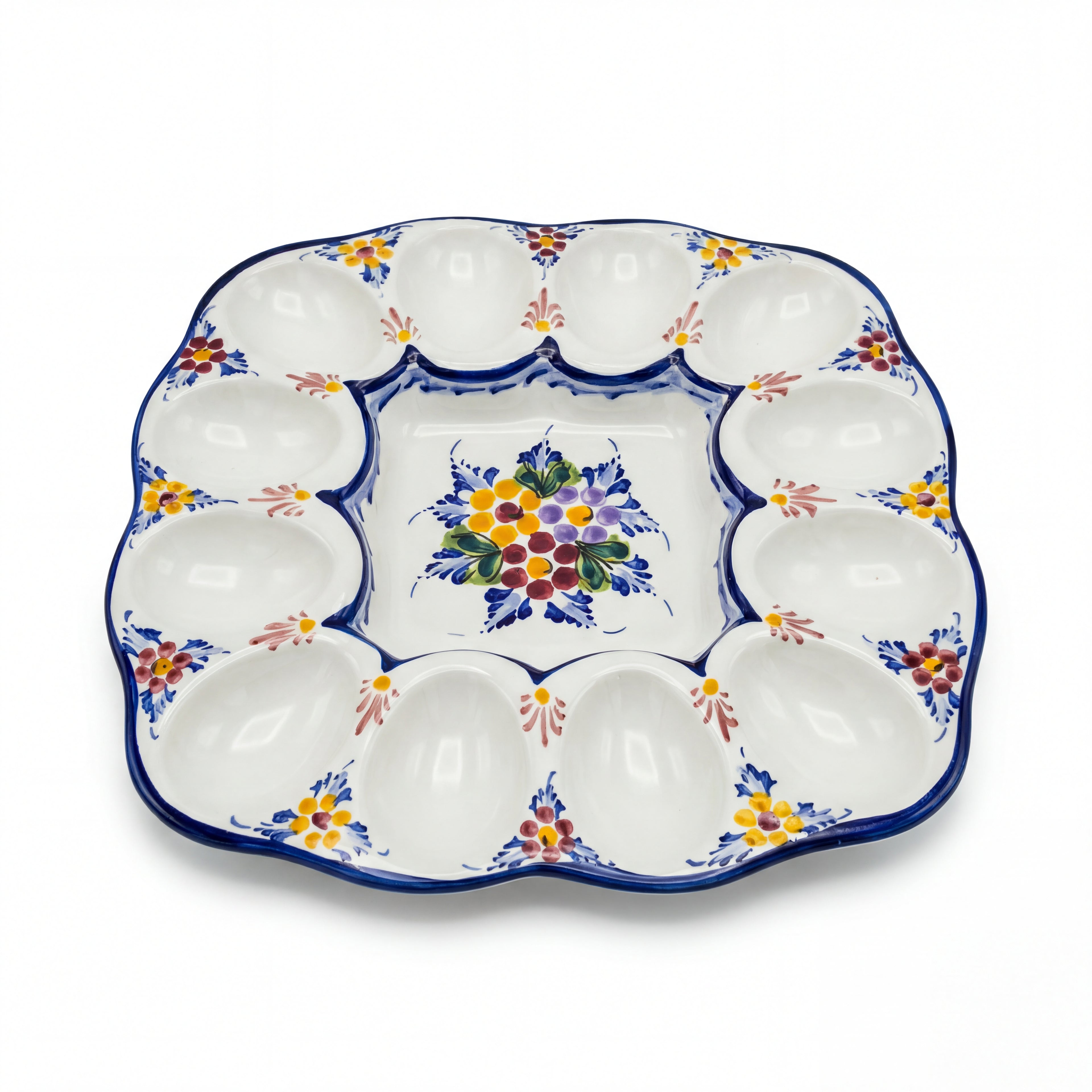 Egg Plate 12 Section Portugal Flower