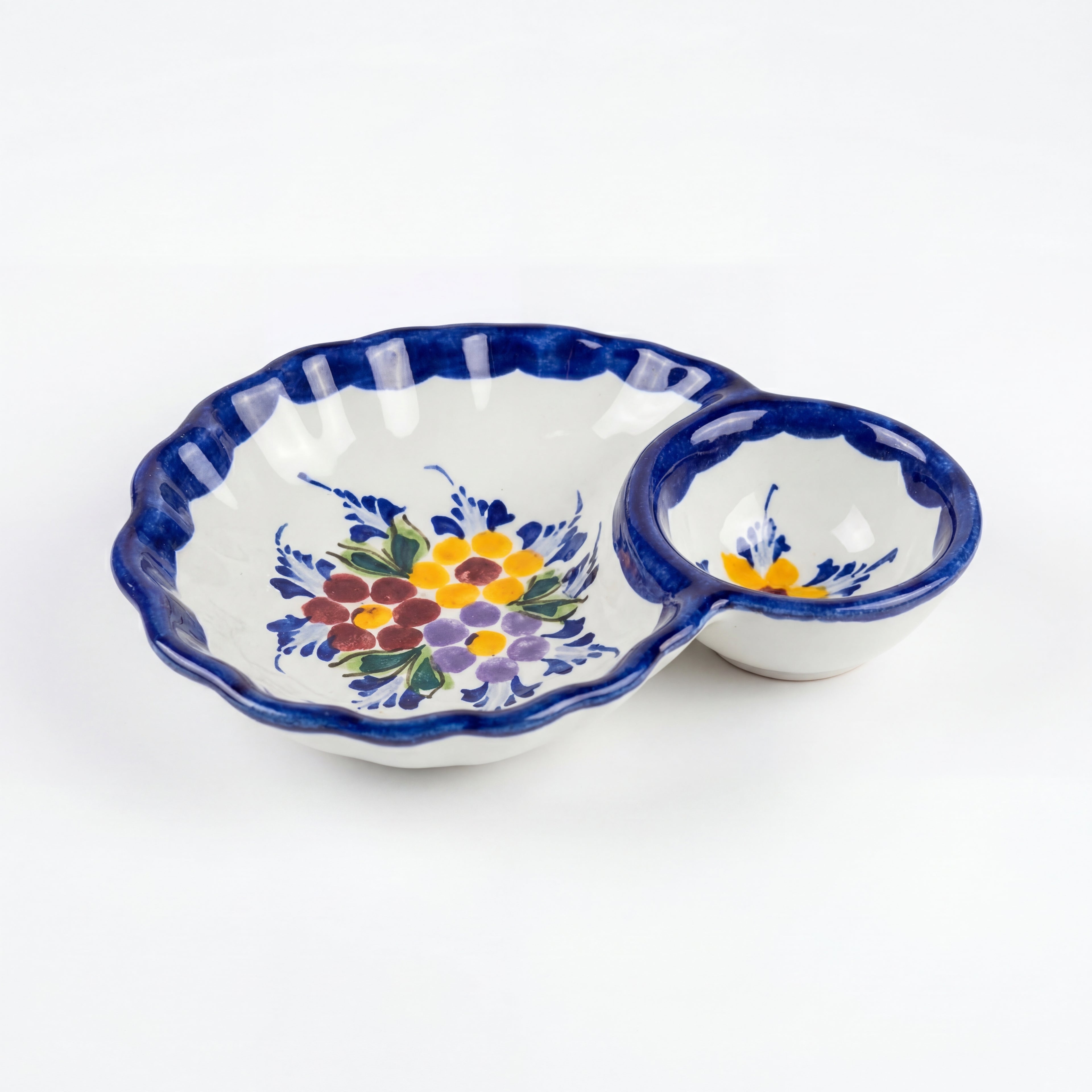 Olive Dish 2 Section Portugal Flower
