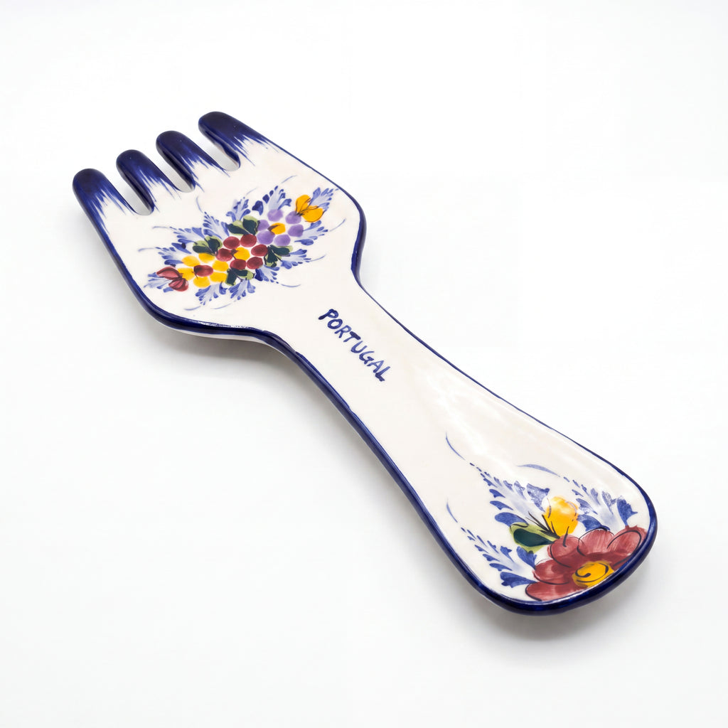 Repose-cuillère en forme de fourchette, motif floral du Portugal
