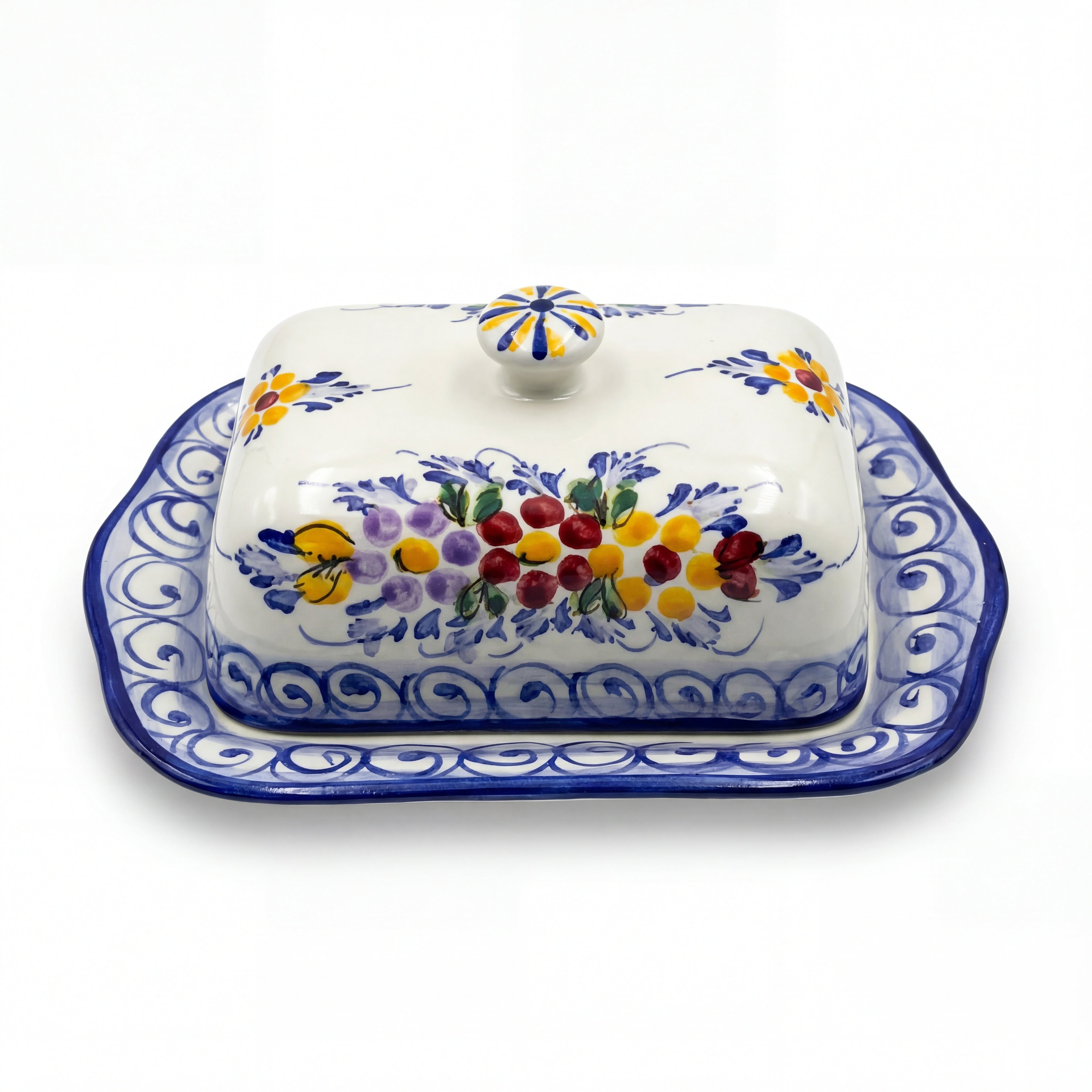 Butter Dish with Lid Portugal Flower