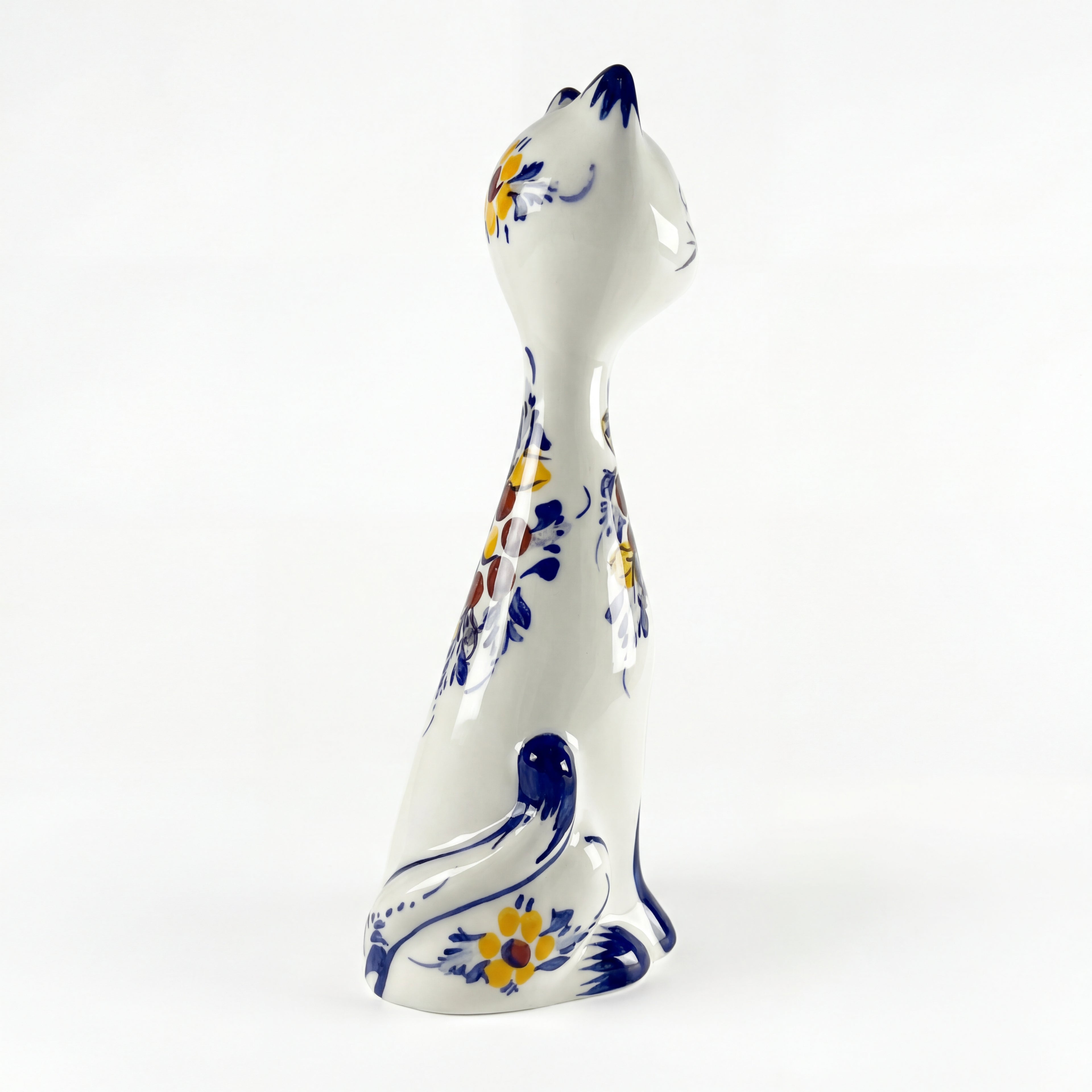 Cat Figurine Portugal Flower