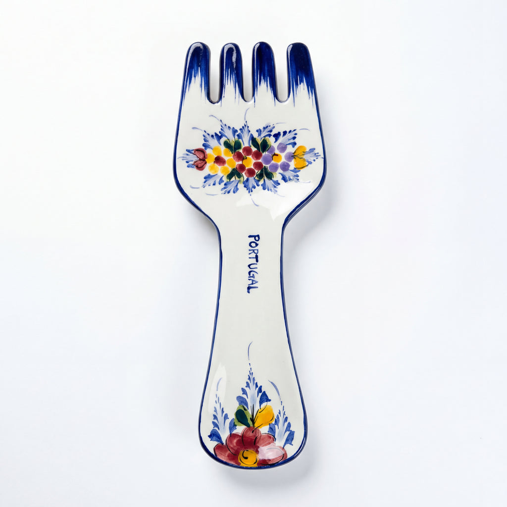 Repose-cuillère en forme de fourchette, motif floral du Portugal