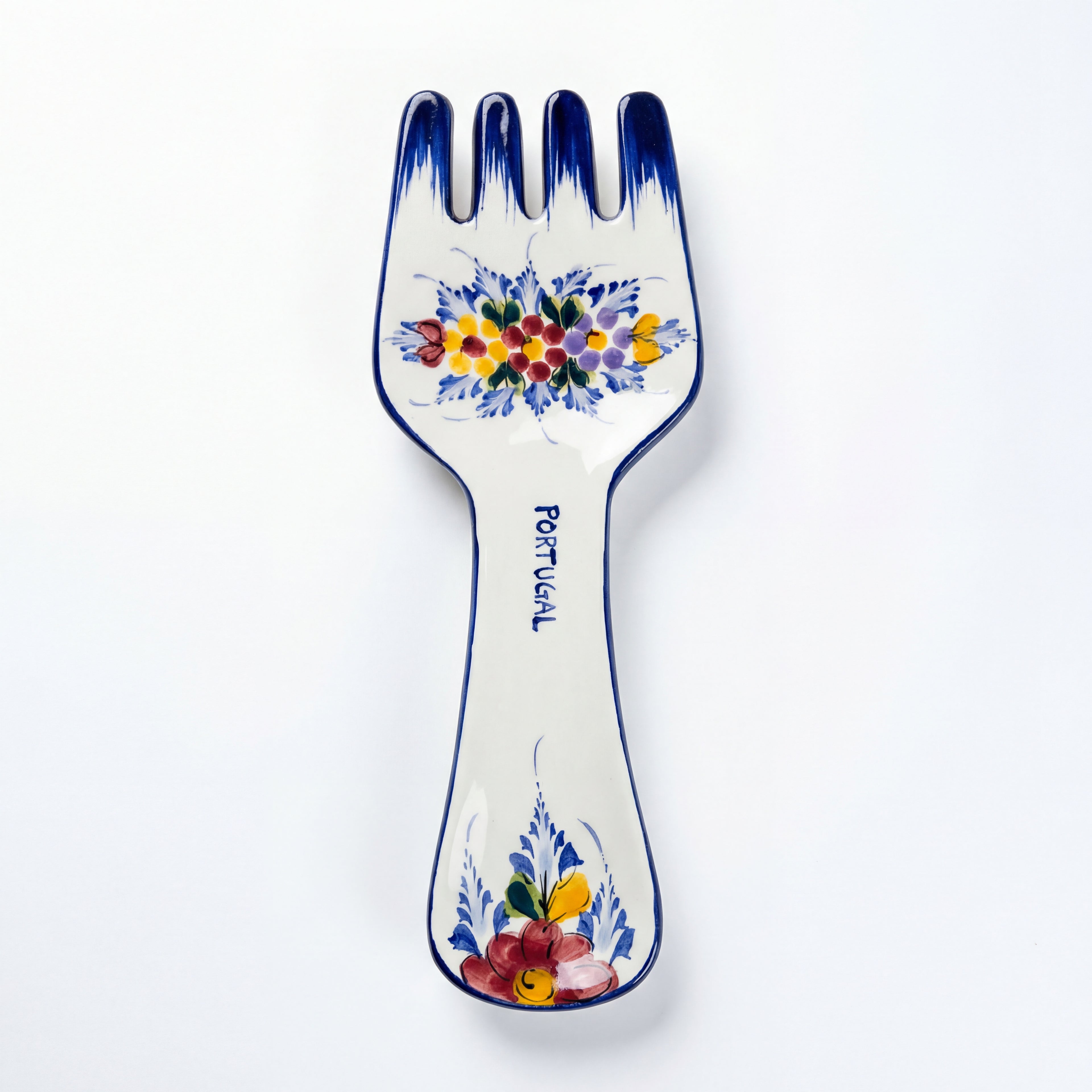 Spoon Rest Fork Shape Portugal Flower